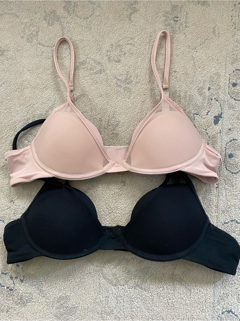 Pepper Classic All You Bra 2 Pack 36AA Black Tuscan Nude Mesh